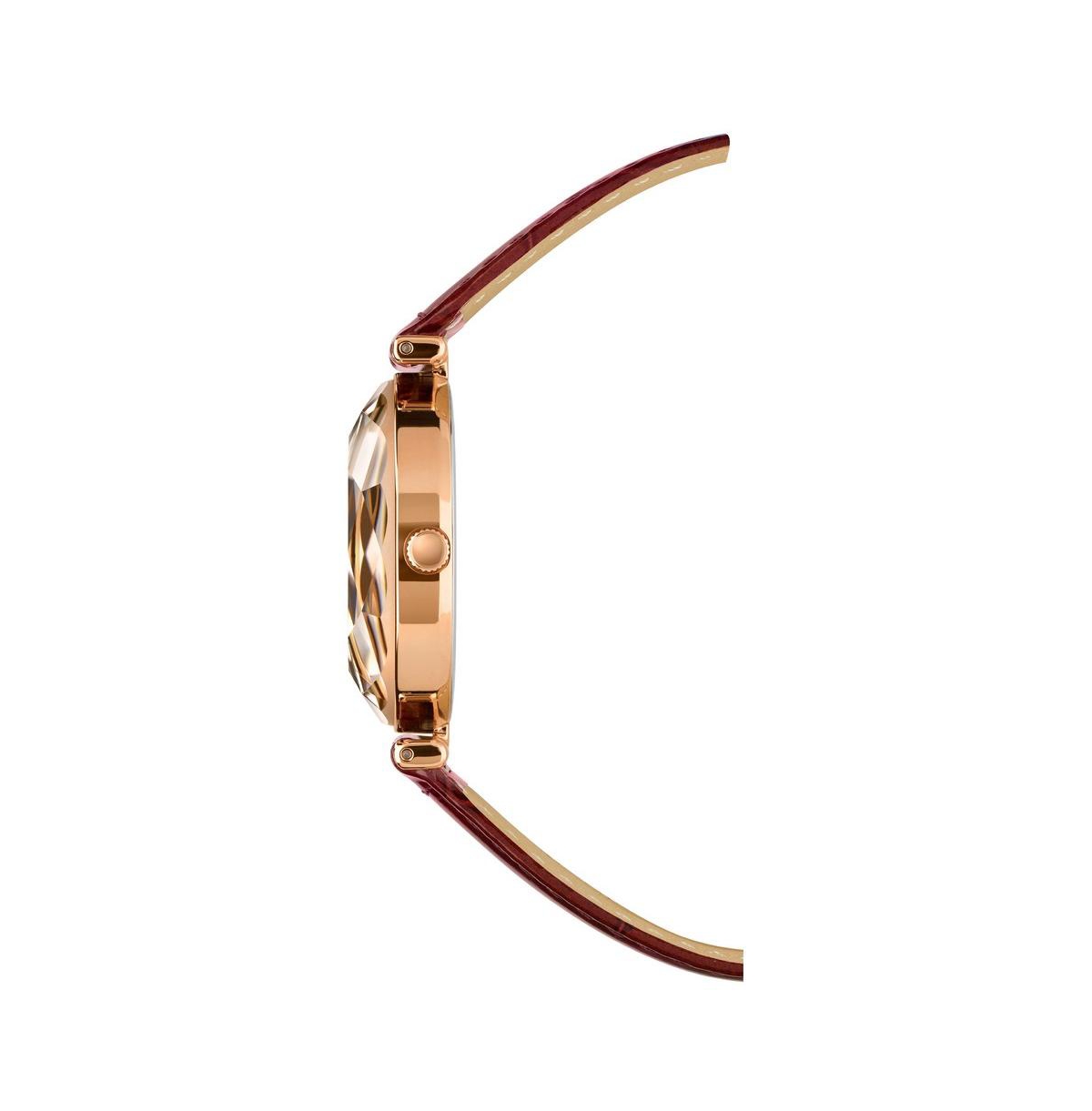 Facet Brilliant Swiss Rose Gold Plated Ladies 30mm Watch - Brugundy Dial
