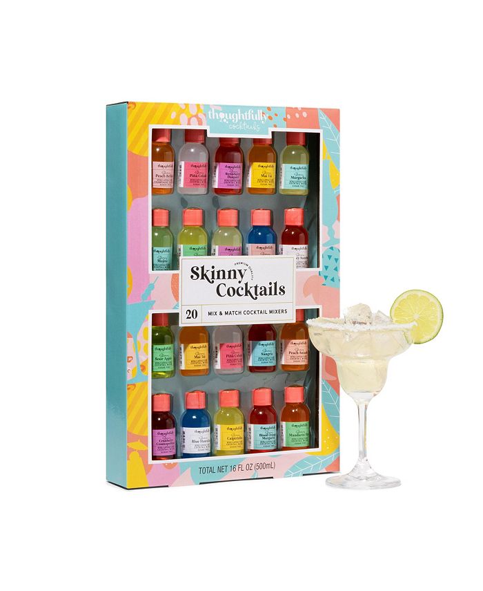 Thoughtfully Cocktails, Mix and Match Skinny Cocktail Mixers Gift Set, Set of 20 (Contains NO