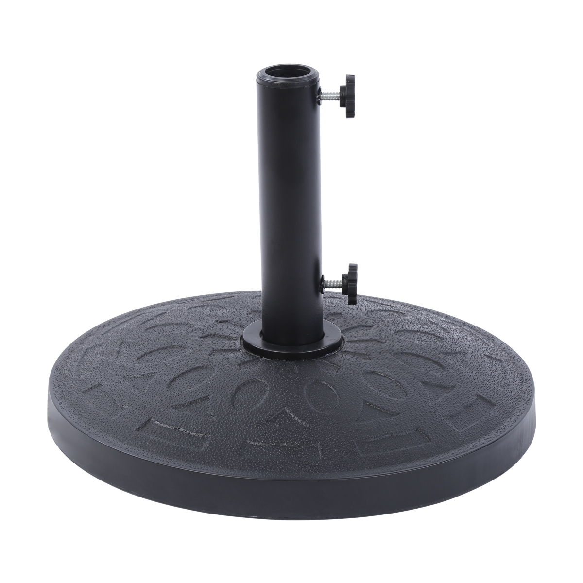 WestinTrends 9 Ft Outdoor Patio Market Umbrella with Decorative Round Resin Base