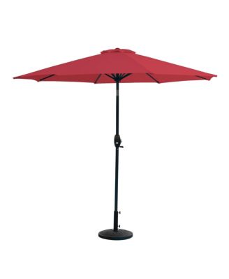 9 Ft Outdoor Patio Market Umbrella with Decorative Round Resin Base