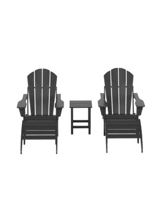 5 Piece Outdoor Adirondack Folding Chair with Ottoman Side Table Set