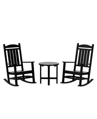 WestinTrends 3 Piece Outdoor Porch Rocking Chairs with Round Side Table ...