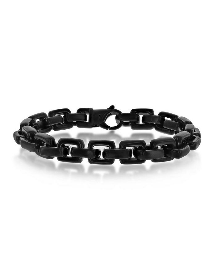 Blackjack Mens Stainless Steel Anchor Link Bracelet Black Plating