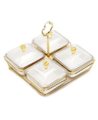 4-Piece Bowl Relish Dish on Base Set