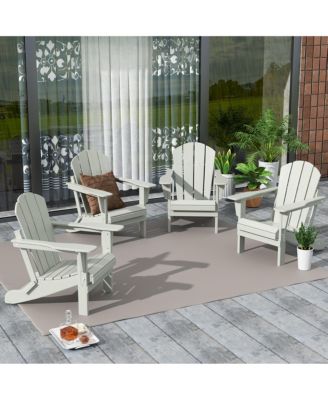 All-Weather Contoured Outdoor Poly Folding Adirondack Chair (Set of 4)