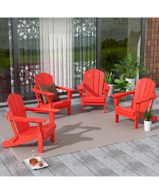 All-Weather Contoured Outdoor Poly Folding Adirondack Chair (Set of 4)