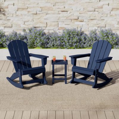 3 Piece set Outdoor Patio Poly Adirondack rocking chairs with side table