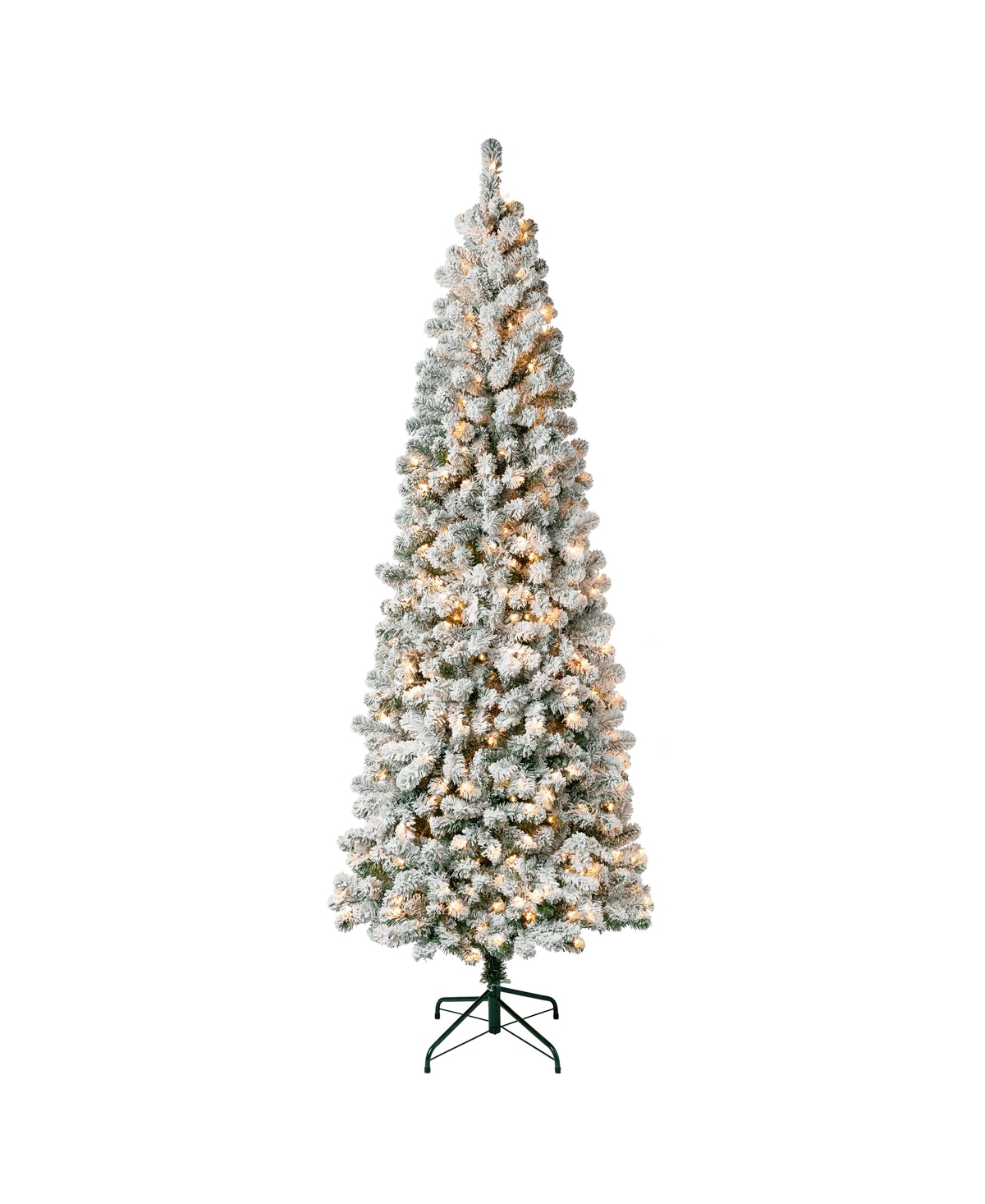 National Tree Company First Traditions 7.5' Acacia Medium Flocked Tree With Clear Lights In Green