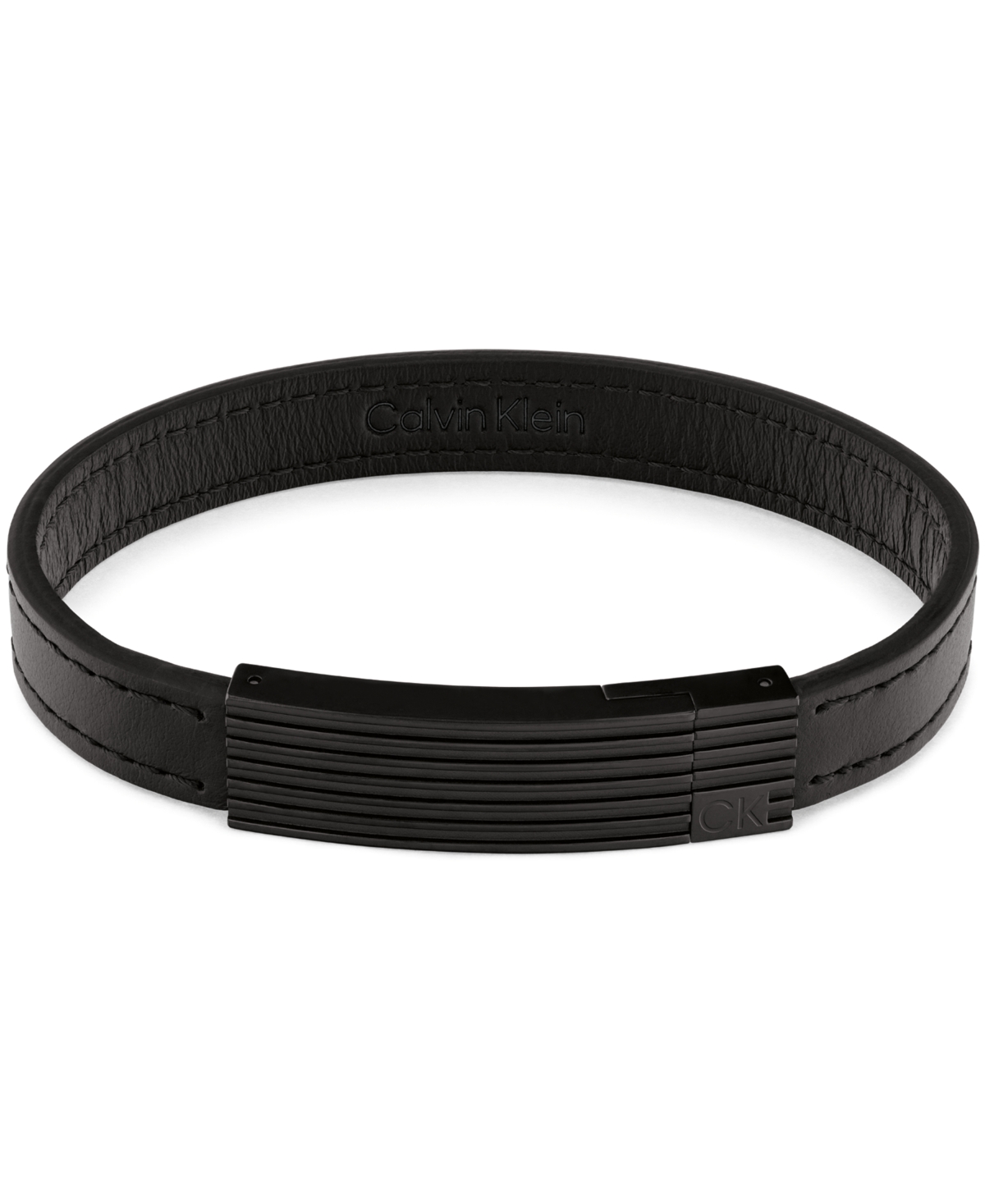 Calvin Klein Men's Leather Bracelet In Black