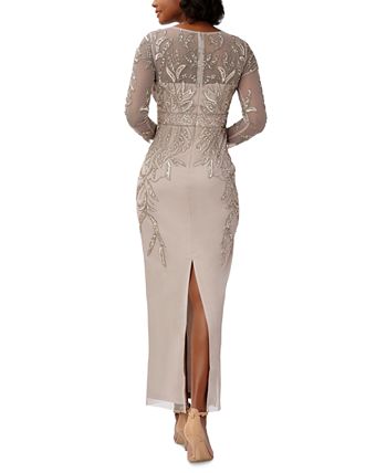 LONG SLEEVE FULLY BEADED SHEATH GOWN