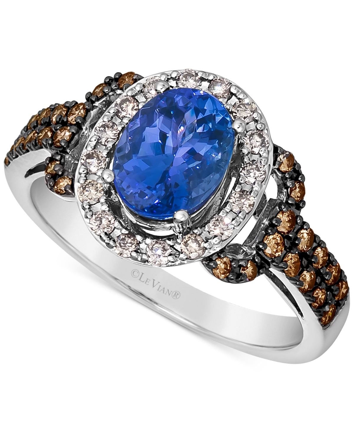 Le Vian Blueberry Tanzanite (1 Ct. T.w.) & Diamond (1/2 Ct. T.w.) Halo Ring In 14k White Gold In K Vanilla Gold Ring
