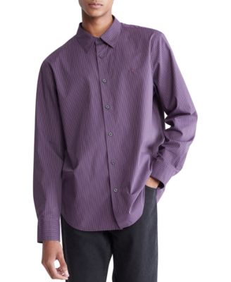 Calvin Klein - Men's Shadow Purple Striped Button-Down Easy Shirt