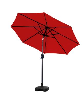 9 Ft Outdoor Patio Market Umbrella with Square Plastic Fillable Base