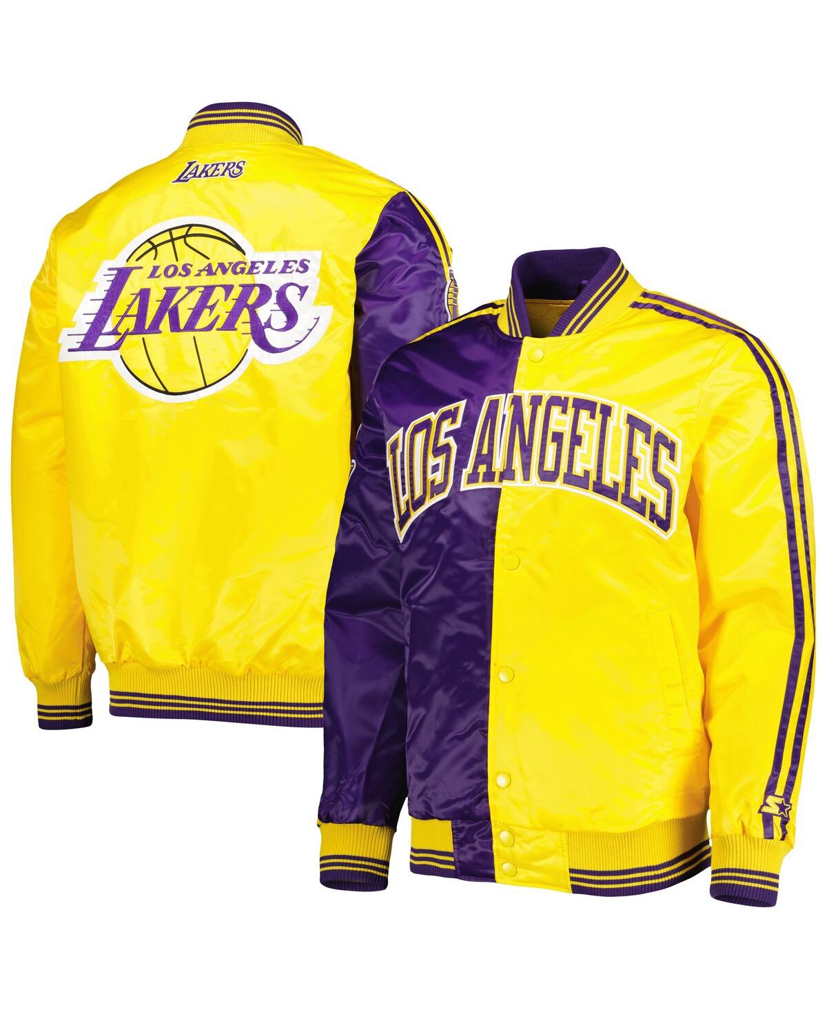 Starter Men's  Purple, Gold Los Angeles Lakers Fast Break Satin Full-snap Jacket In Purple,gold