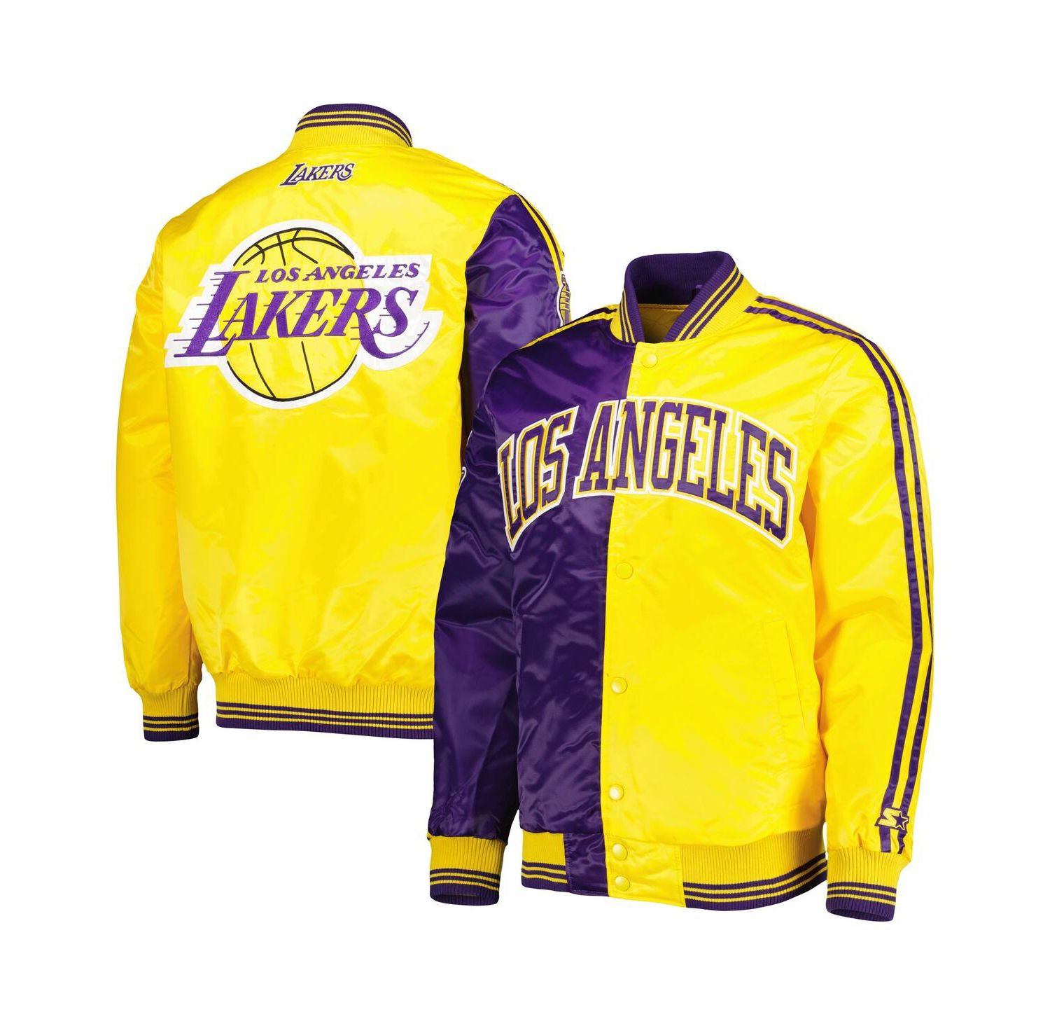 Men's Purple, Gold Los Angeles Lakers Fast Break Satin Full-Snap Jacket