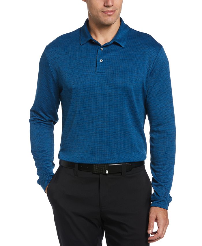PGA TOUR Men's Houndstooth Long Sleeve Golf Polo Shirt - Macy's