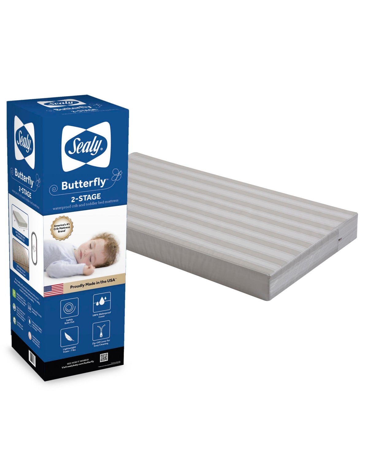 UPC 031878268049 product image for Seally Butterfly 2-Stage Waterproof Crib Mattress | upcitemdb.com