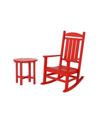 2-Piece Classic Porch Rocking Chair With Side Table Set