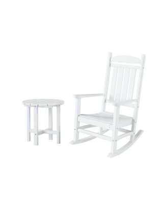 2-Piece Classic Porch Rocking Chair With Side Table Set