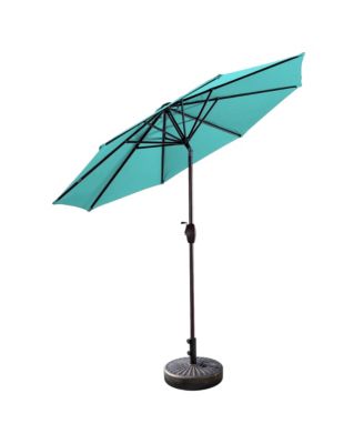 9 Ft Outdoor Patio Market Umbrella with Bronze Round Base