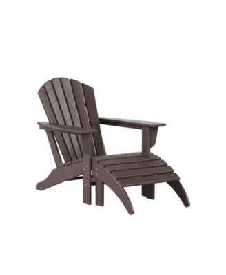 Outdoor Adirondack Chair With Footrest Ottoman Set
