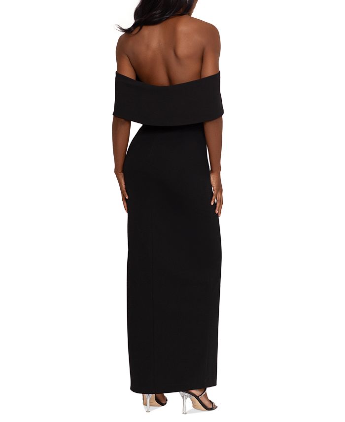 Xscape Womens Off The Shoulder Scuba Crepe Gown Macys 