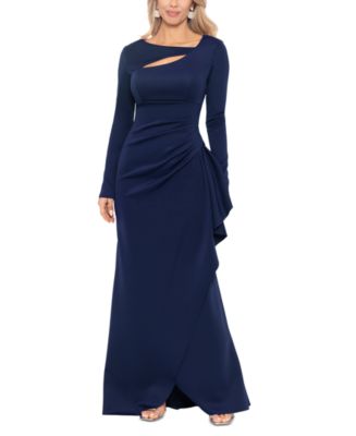 XSCAPE Women's Asymmetrical-Neck Scuba Crepe Gown - Macy's