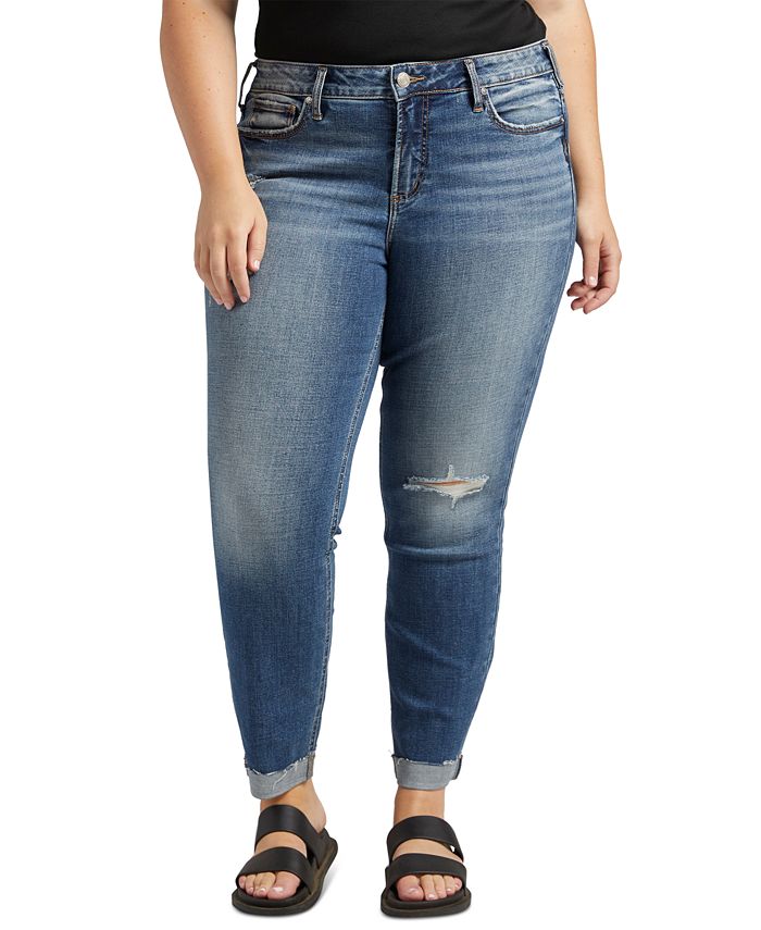 Silver Jeans Co. Plus Size Suki Mid-Rise Slim Straight-Leg Jeans - Macy's