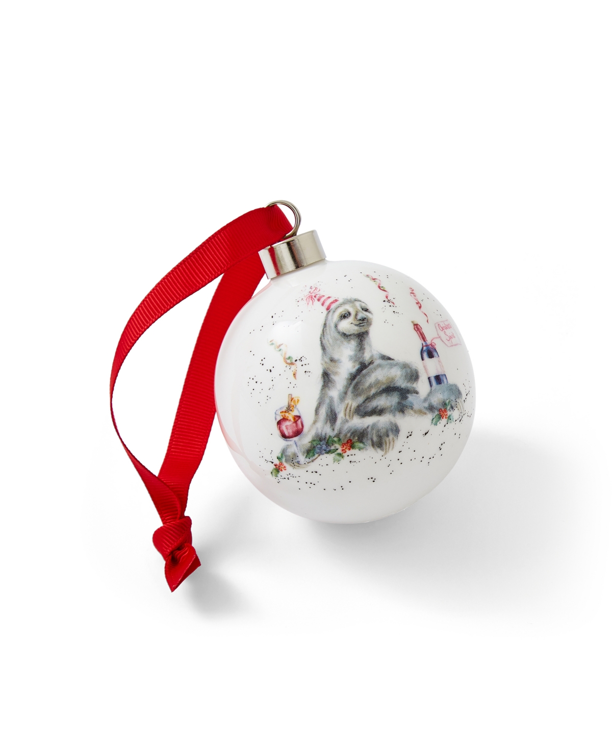 Wrendale Designs Holiday Spirits Bauble Sloth In White
