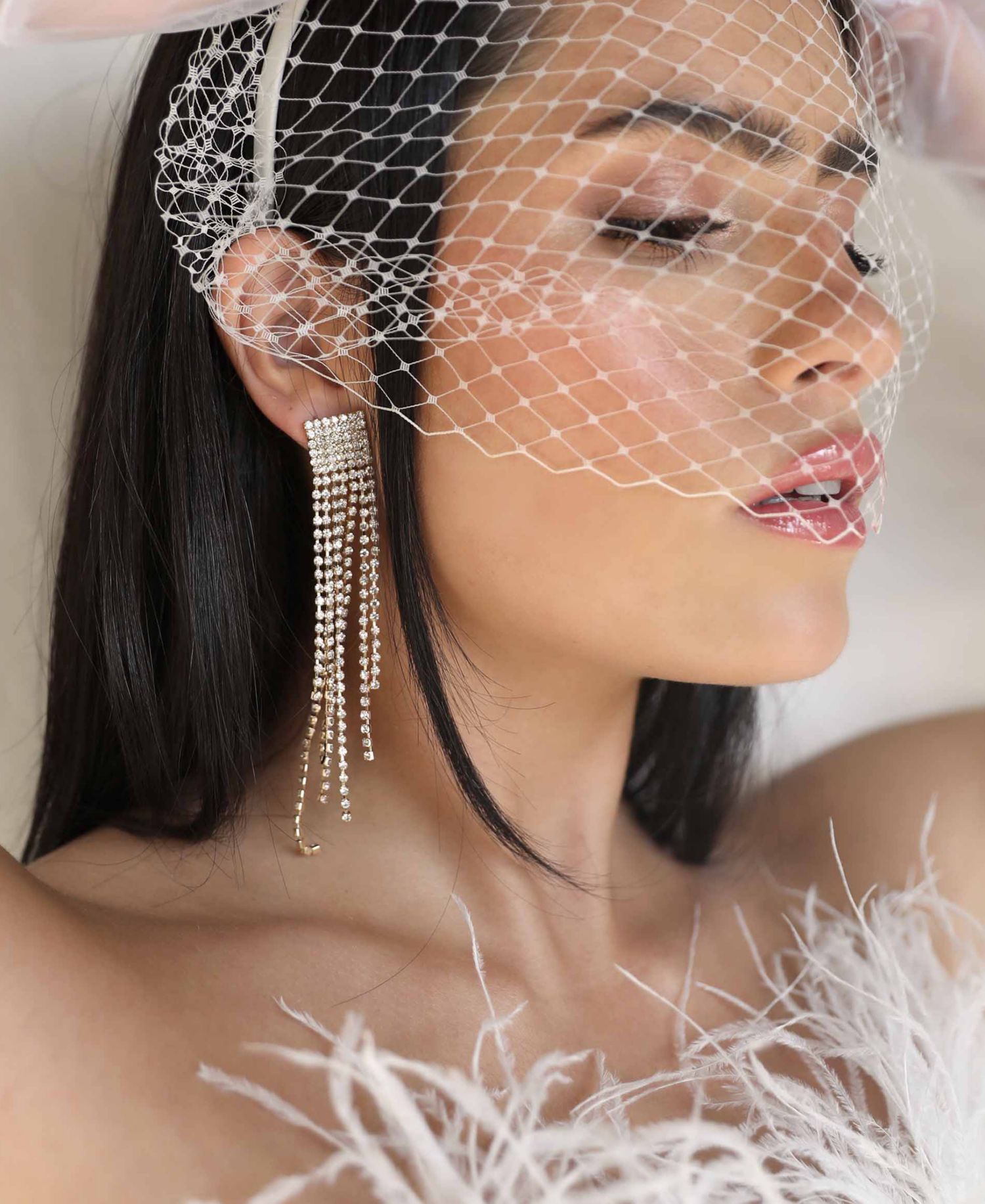 Crystal Fringe Earrings in 18K Gold Plating