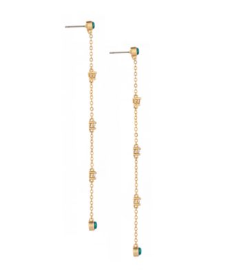Green Opal Linear Earrings in 18K Gold Plating