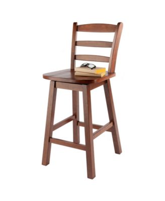 Scalera 38.4" Wood Ladder-Back Swivel Seat Counter Stool