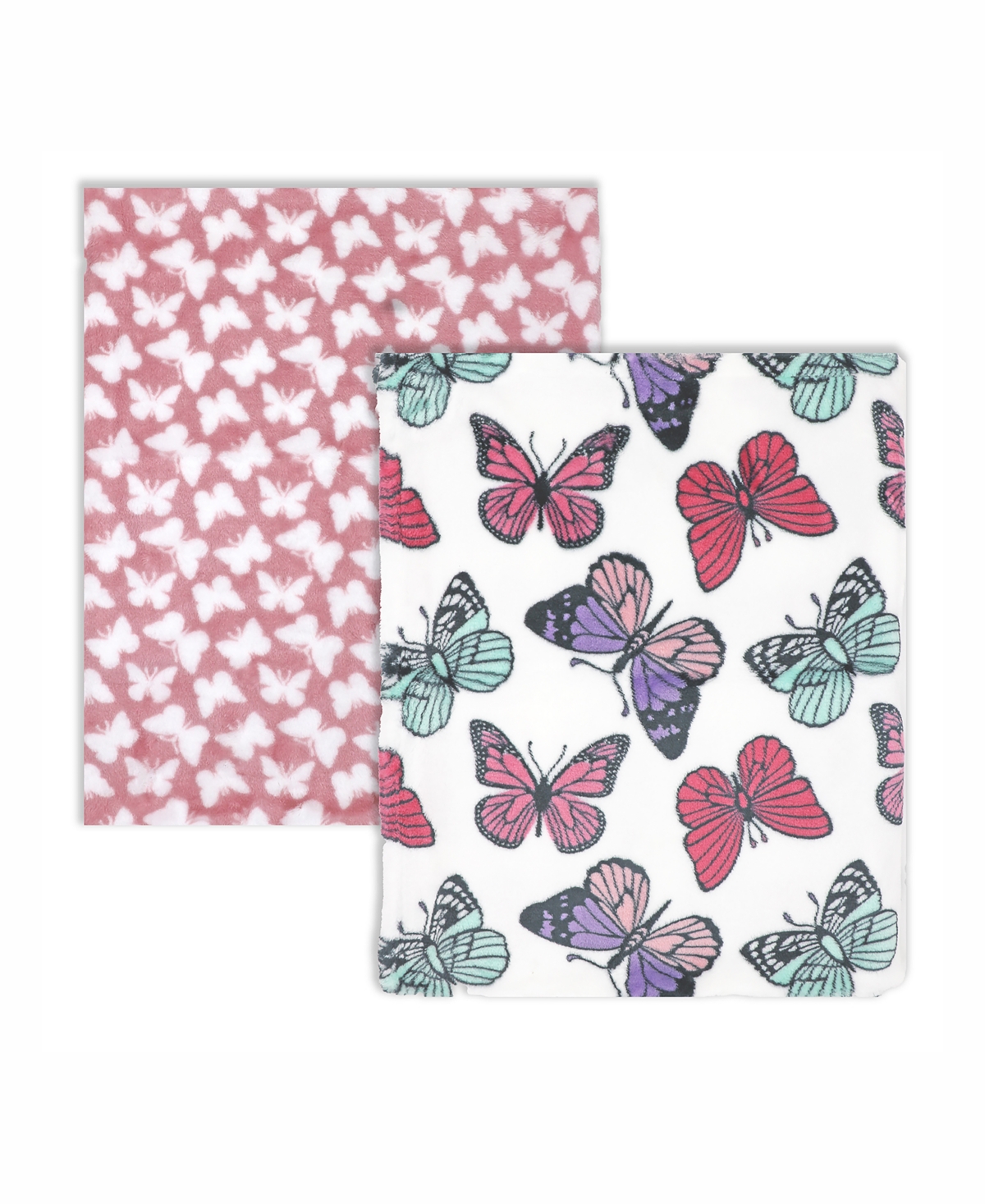 3 Stories Trading Baby Girls Cozy Flannel Fleece Blankets, Pack Of 2 In Fuchsia And Pink