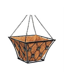 Regency Iron Basket w Coco liner, Square 14inLW x 8inH -Qty 1