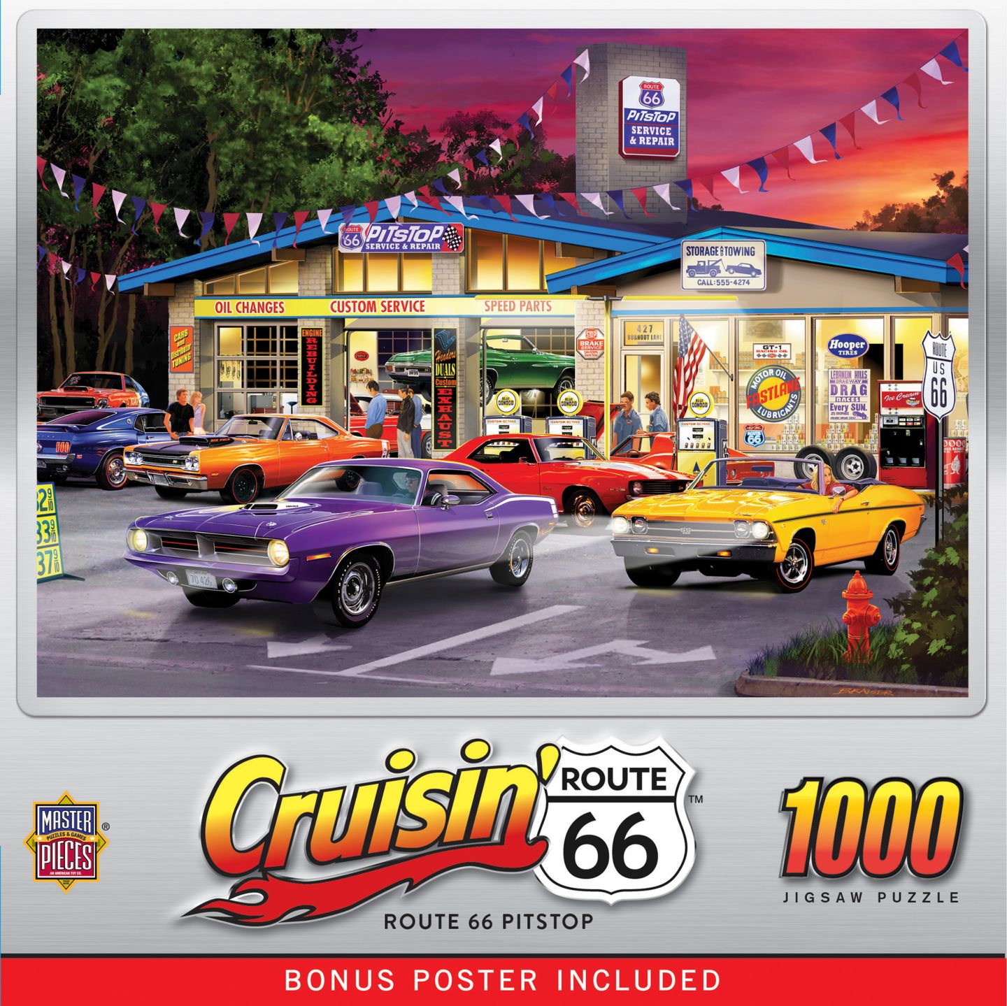 Детский пазл MasterPieces Puzzles Cruisin' Route 66 1000 Piece Puzzle, Ages 14+, цвет: Разноцветный — фото 1