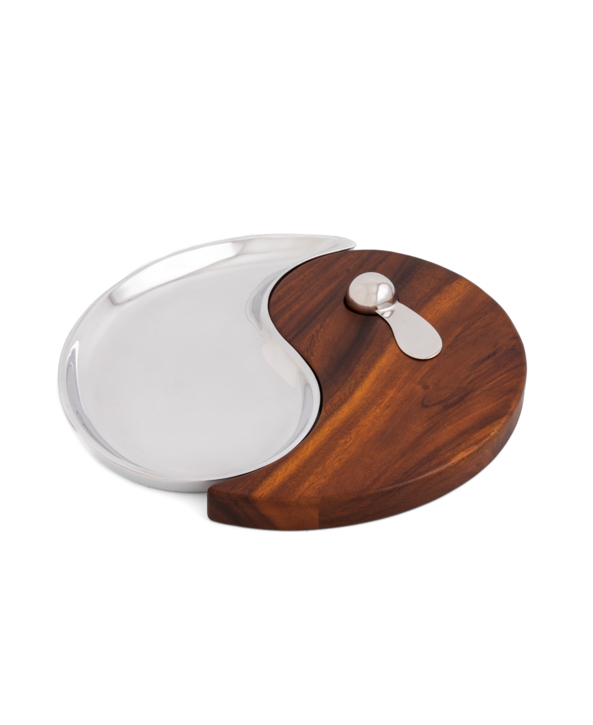 Nambe Yin Yang Cheese Board With Spreader, 2 Piece Set In Silver