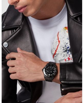 Men's The $kull Black Ion Plated Stainless Steel Bracelet 44mm