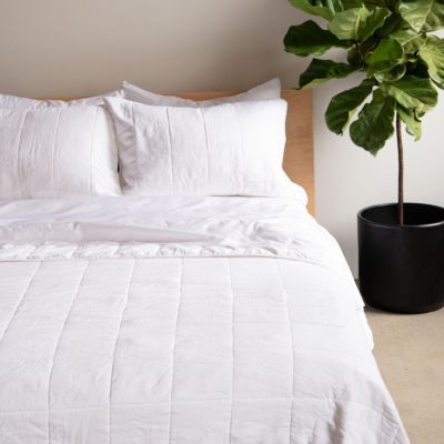 French Linen Quilted Sham Set - King