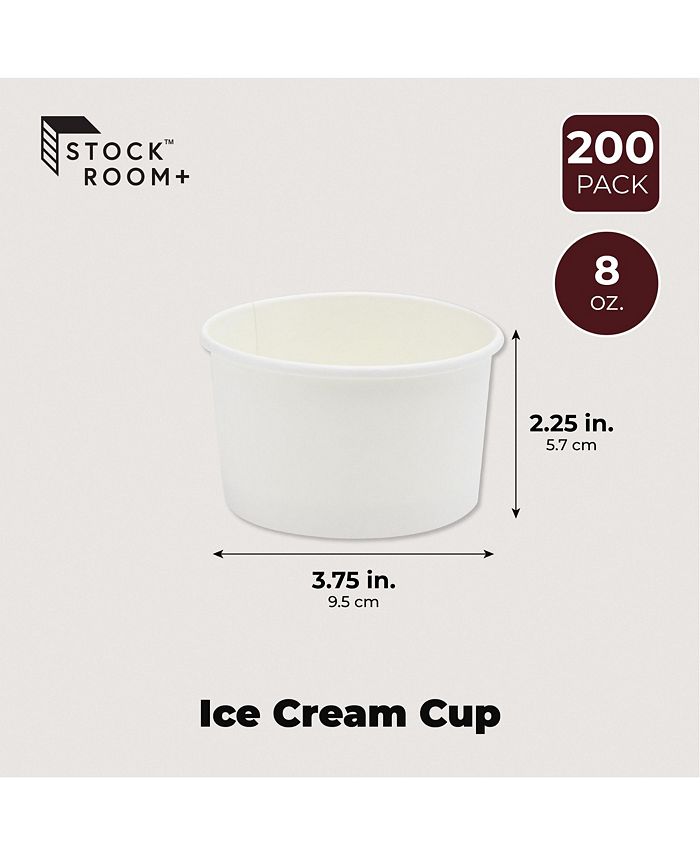 Juvale 200 Pack White Paper Ice Cream Cups for Sundaes and Frozen