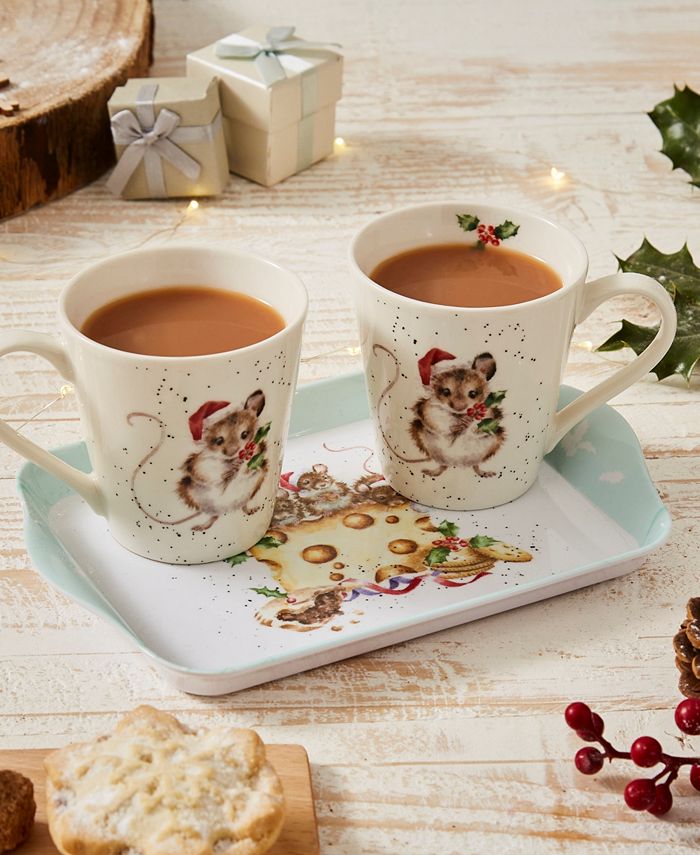 Wrendale Designs Mug and Tray set Holly Jolly Christmas Macy's