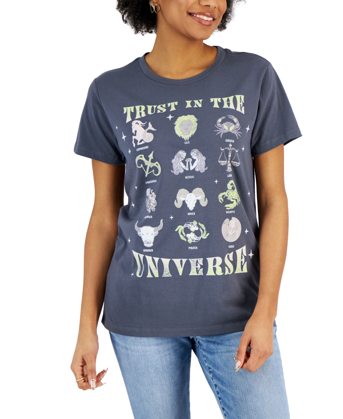 Grayson Threads Black Juniors' Trust In The Universe-graphic T-shirt In Gray
