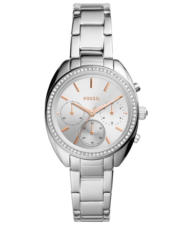 Fossil Ladies Vale Chronograph, stainless steel watch 34mm - Macy's