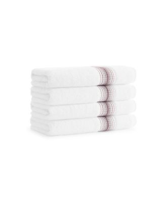 White Turkish Luxury Striped Hand Towels for Bathroom 600 GSM, 18x32 in., 4-Pack , Super Soft  Absorbent Hand Towels