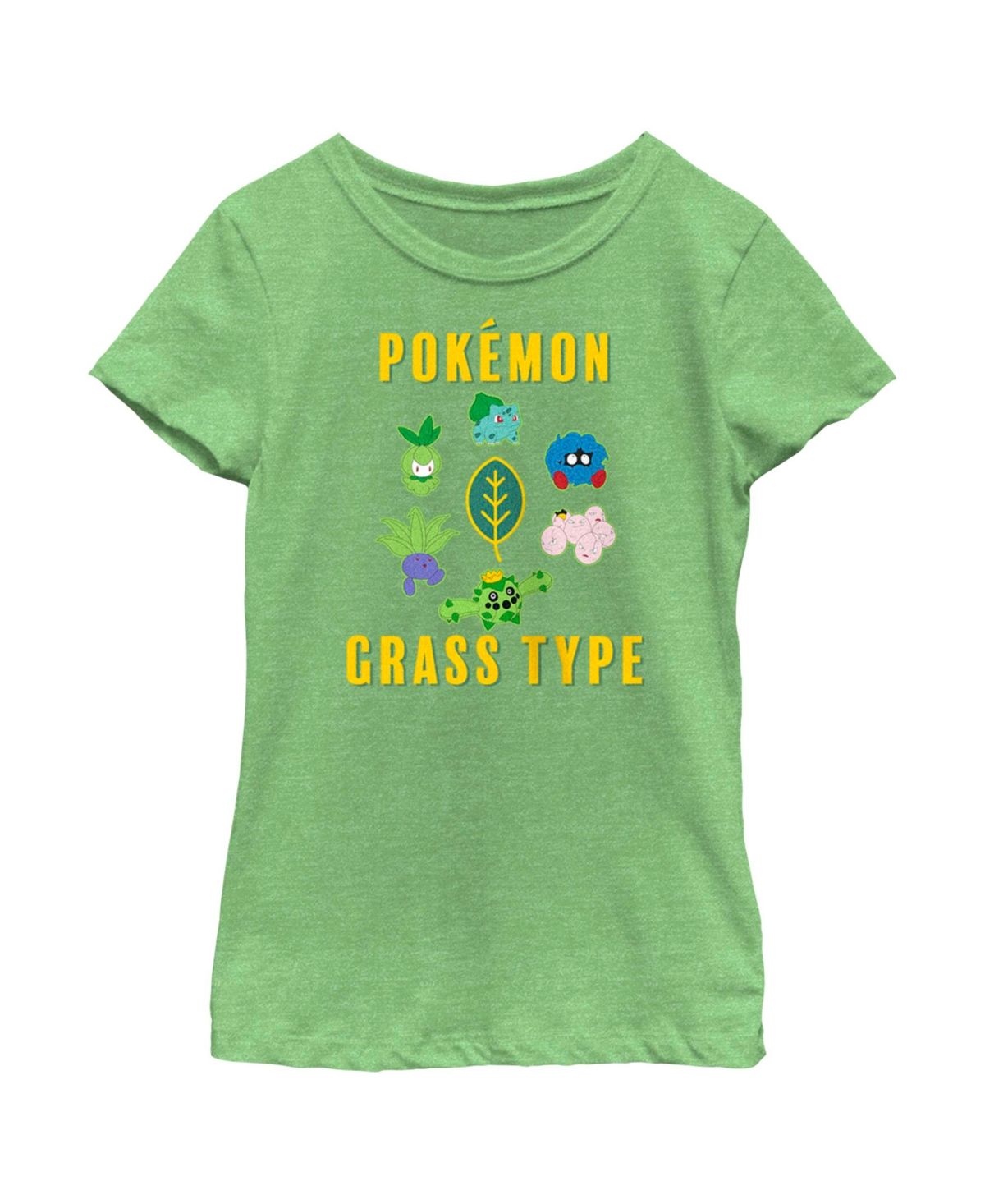 Nintendo Kids' Girl's Pokemon Grass Type Group Characters Child T-shirt In Green Apple