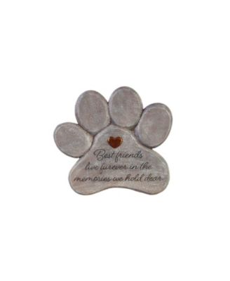 11" Paw Shaped Pet Memorial Garden Stone, Best Friends Live Forever