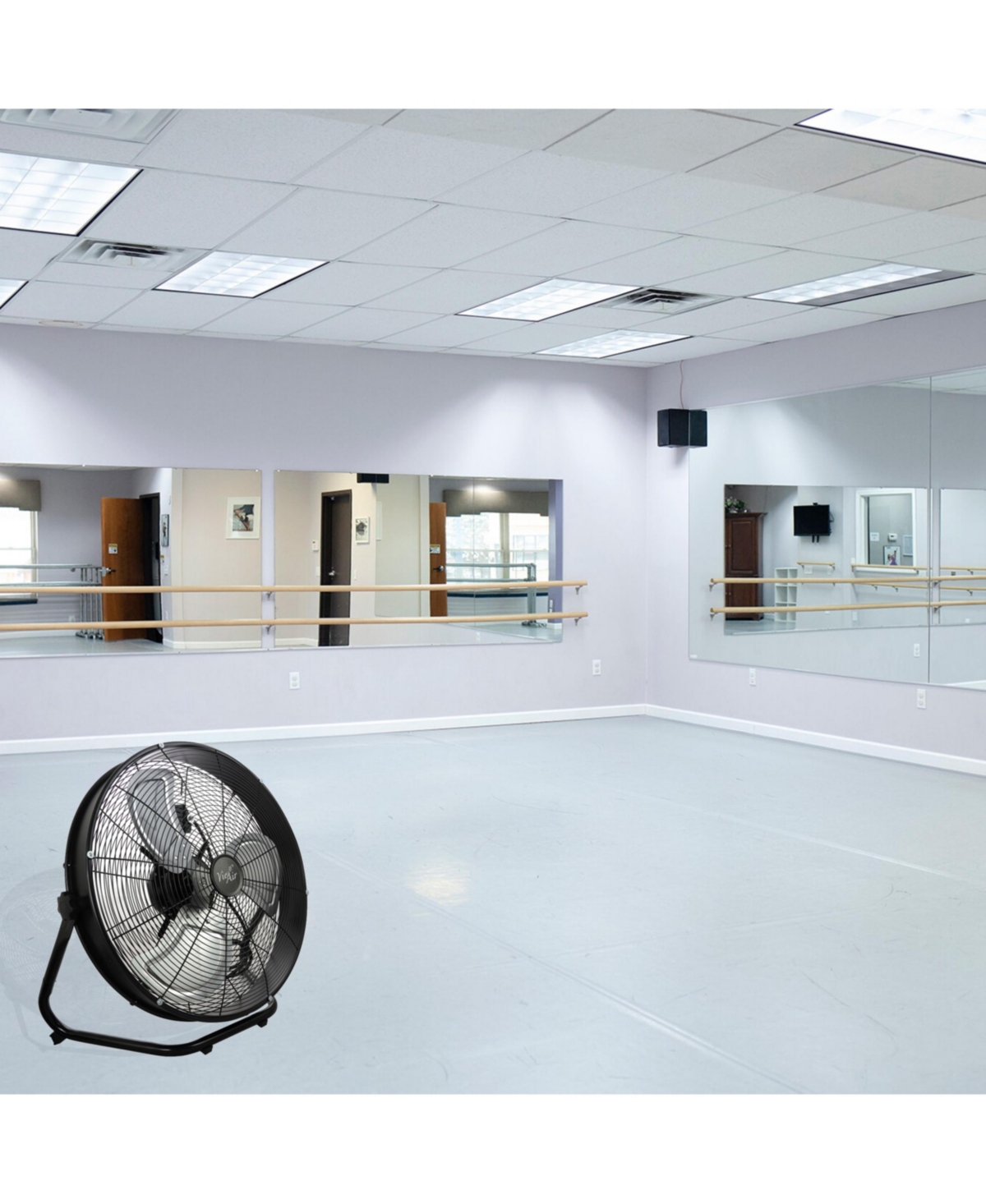 Vie Air 3 Speed Motor Metal Floor Drum Fan - Black