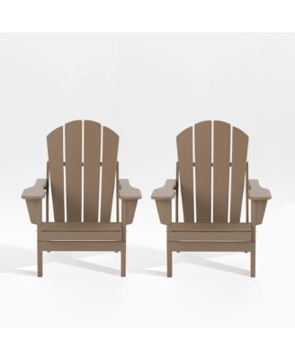 All-Weather Contoured Outdoor Poly Folding Adirondack Chair (Set of 2)