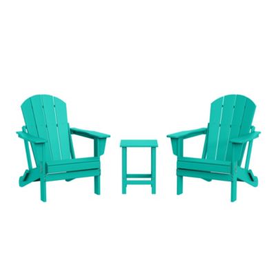3 Piece Set Outdoor Folding Adirondack Chairs with Side Table