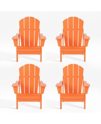 All-Weather Contoured Outdoor Poly Folding Adirondack Chair (Set of 4)