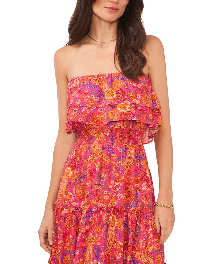 1.STATE Women's Strapless SmockedWaist Tiered Maxi Dress CoverUp Macy's